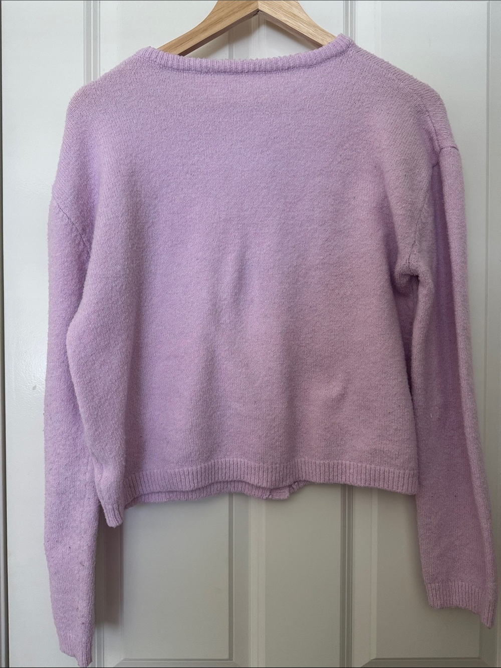Lilac Crewneck Button-Front Cardigan Sweater - Women - Picture 2 of 2